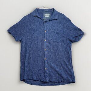 Tenth + Ocean Linen Button Down Shirt Men’s Sz M Blue Collared Casual Denim Read